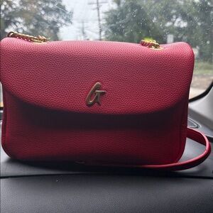 Glam Cherry Crossbody Bag with Gold Accents